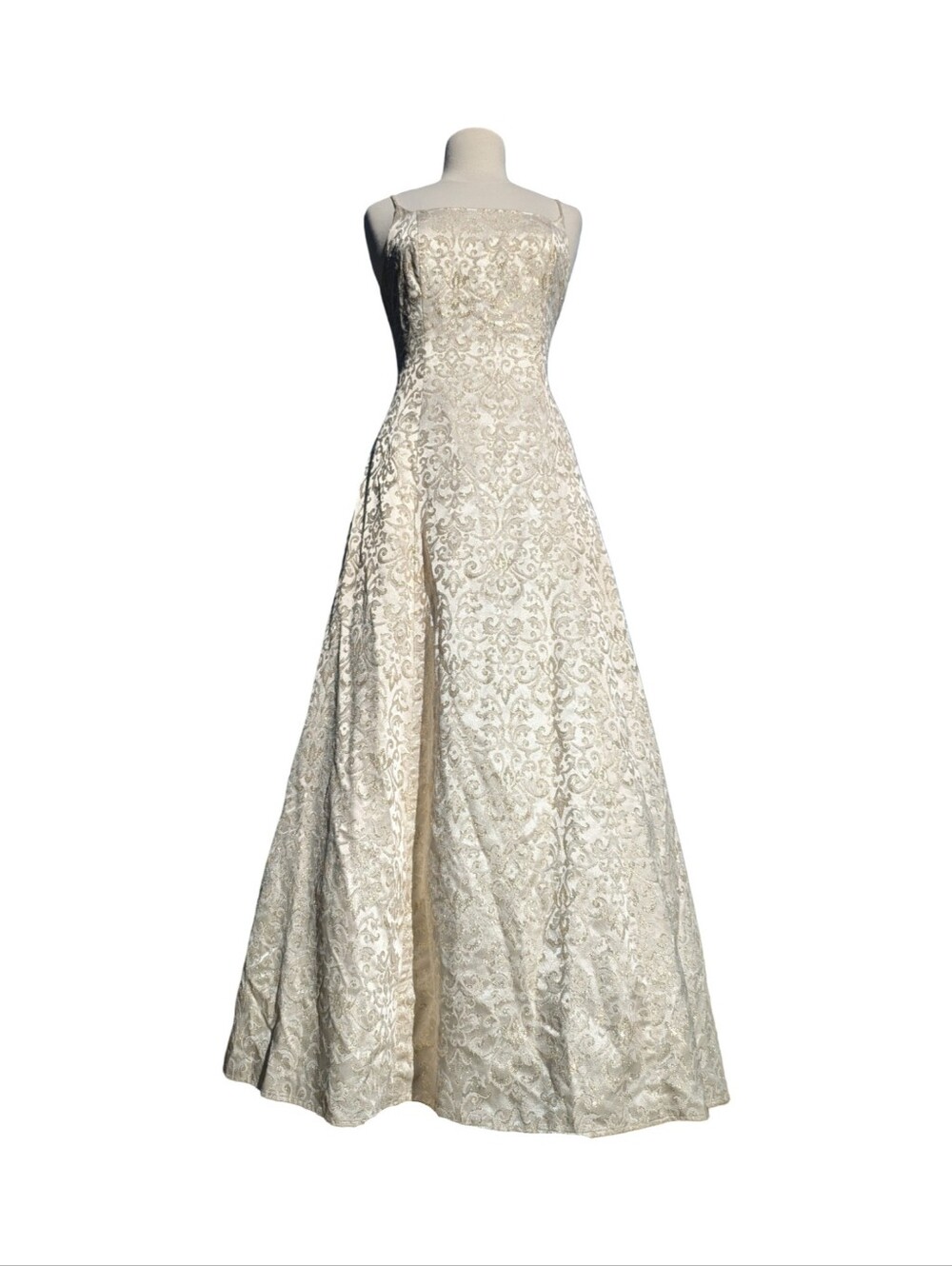 Renaissance Baroque Ivory Gold Girls Square Neck Dress Size Small* - Picture 3 of 15